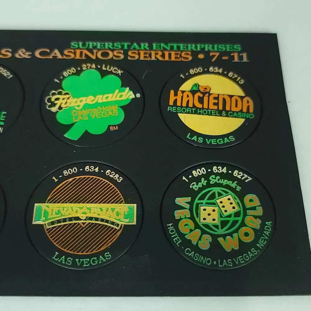Pogs Las Vegas Hotels & Casino Series 7-11 Milk Cap POG on card